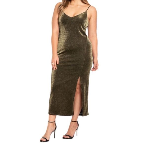 Eloquii Sparkle Slip Dress With Slit Size 24 - Picture 1 of 8